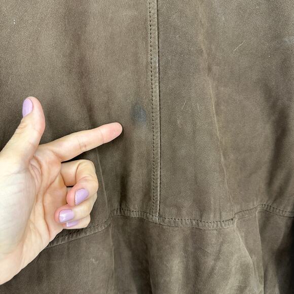 Vintage Gap leather bomber jacket size large brown 90's classic Y2k zip snap - Picture 5 of 11